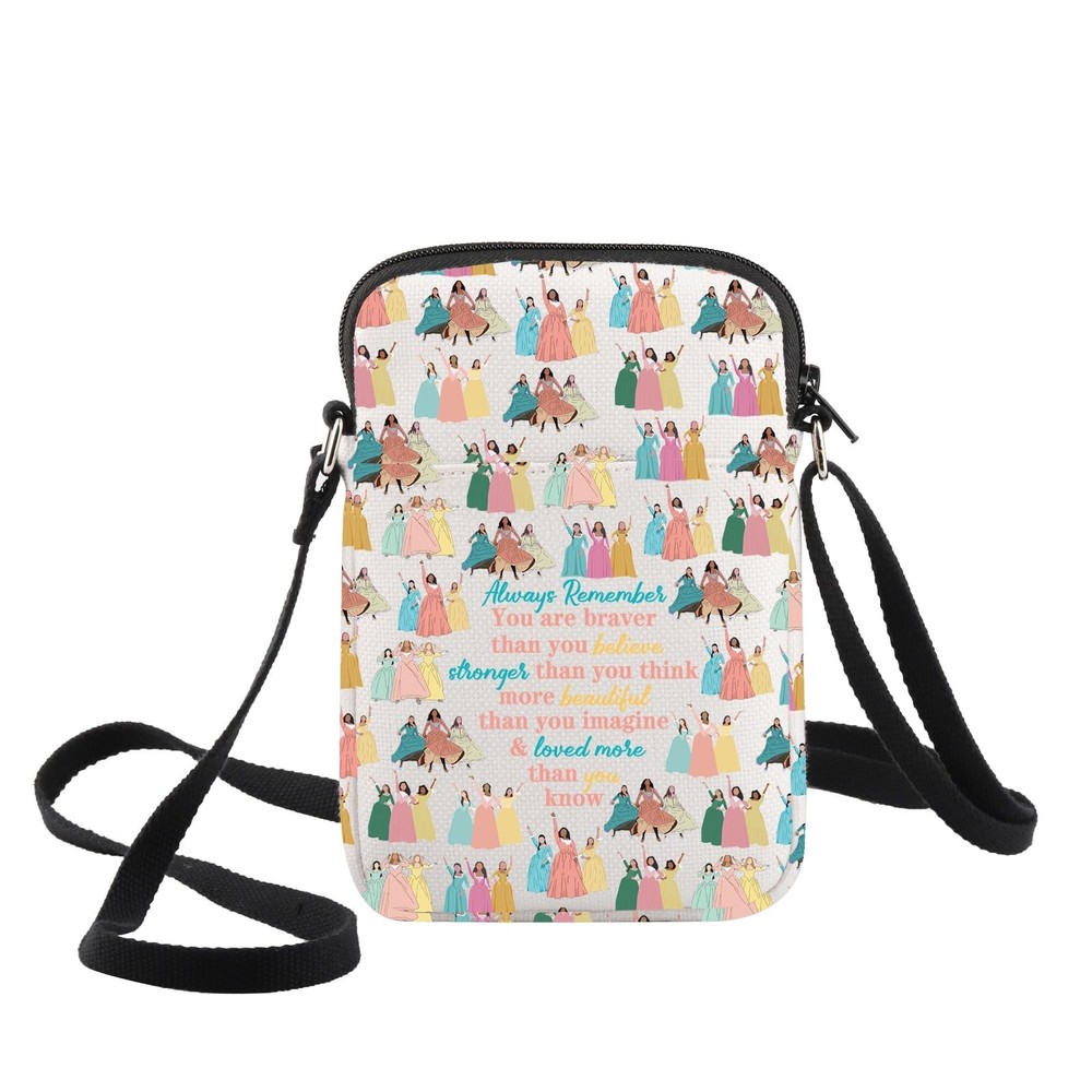 WZMPA Musical Themed Crossbody Bag Perfect Gift for Theater and Drama Fans Braver Stronger Slogan