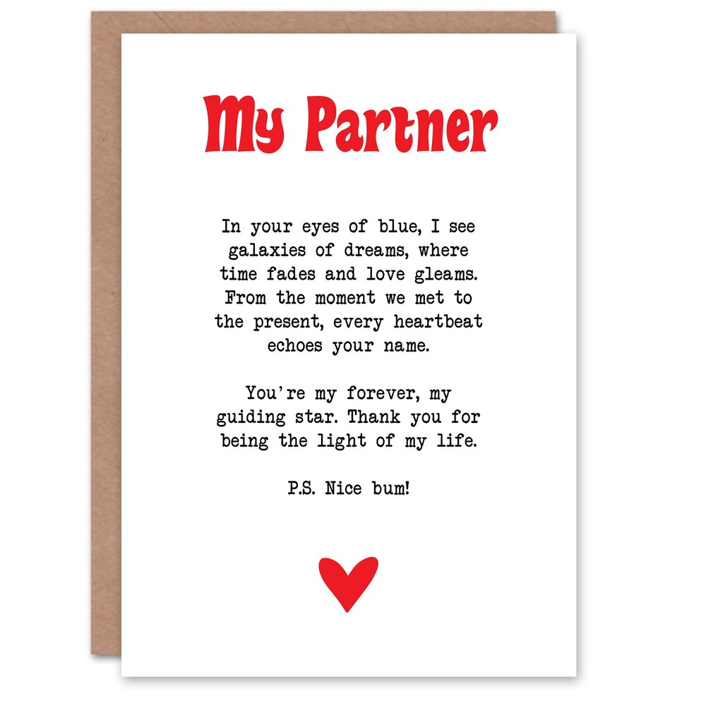 Greeting Card Love Poem Blue Eyes Partner Romantic Poetry Fun Anniversary