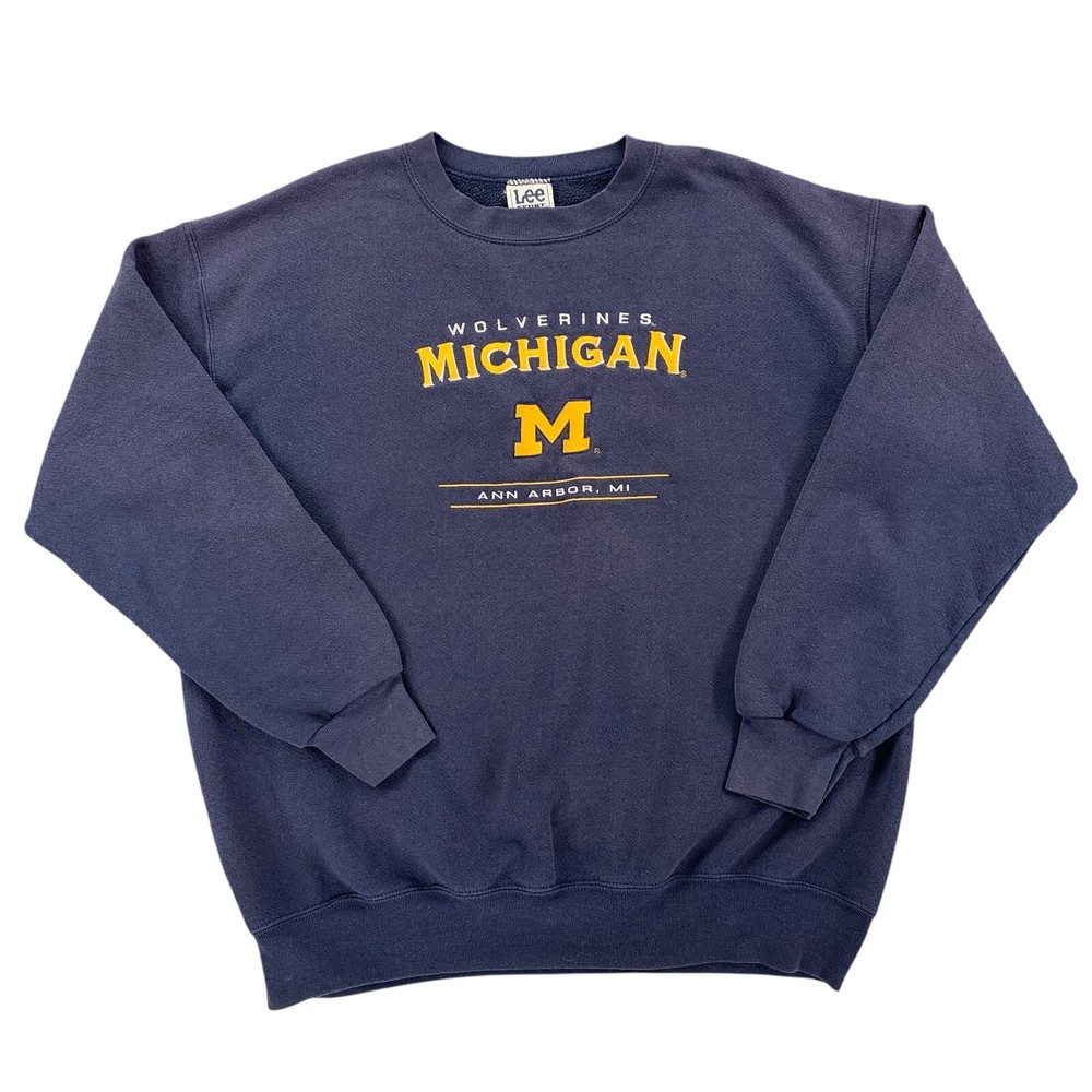 Vintage Lee Sport University of Michigan Wolverines Sweatshirt L Navy Faded