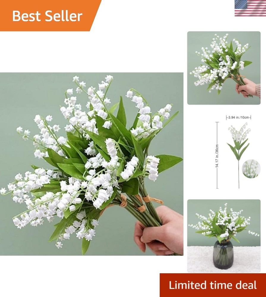12 Branch Lily of The Valley Artificial Flowers, Lily of The Valley Plastic F...