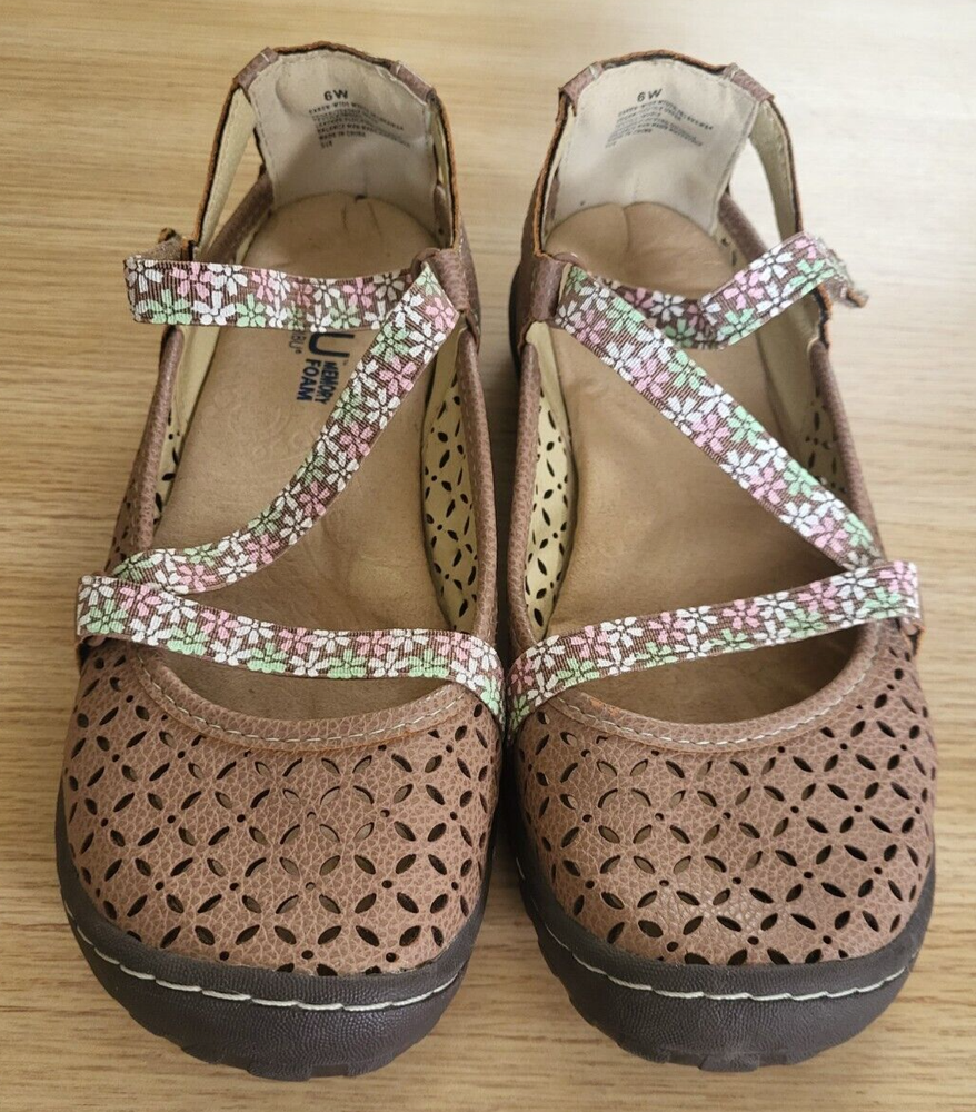 JBU Mary Jane Shoes Women's 6W Karen Pink Floral Bloomcore Gardencore Casual