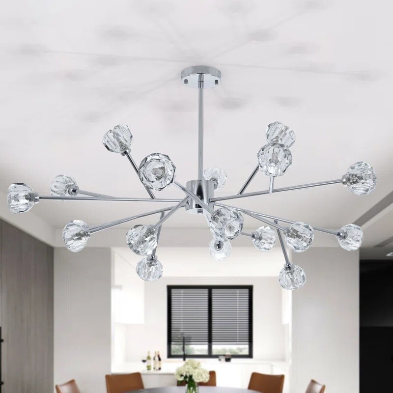 18 - Light Modern Sputnik Chandelier Crystal Ceiling Fixtures with LED Bulbs