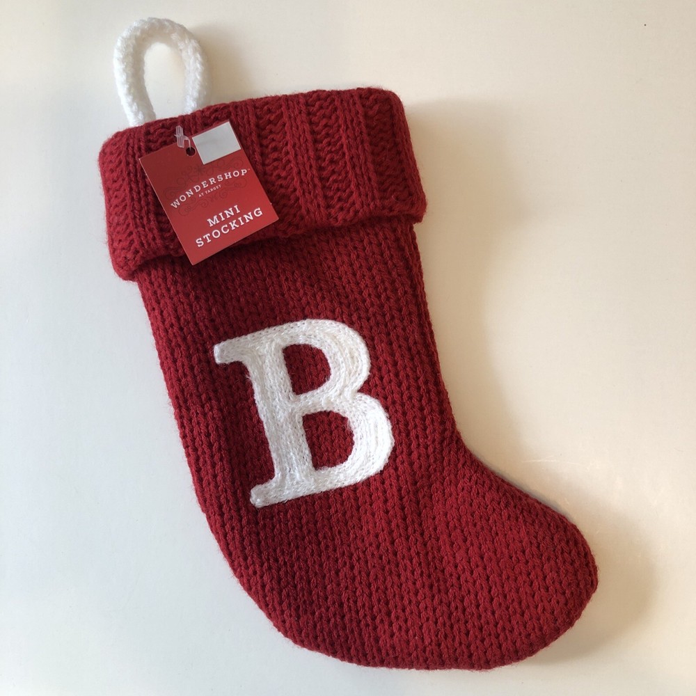Wondershop Monogram Mini Christmas Stocking Initial Letter B Red Knit Target
