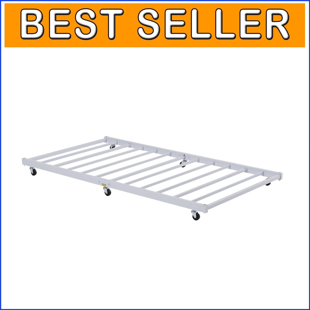 Stylish Twin Bed Frame with Lockable Casters for Guest Rooms-image