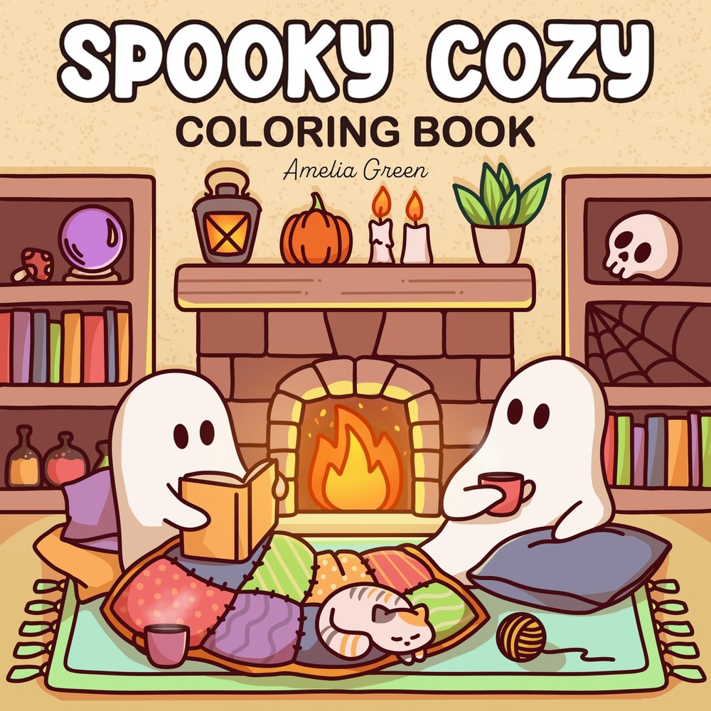 Spooky Cozy: Cute & Simple Coloring Book for Adults and Teens Featuring...