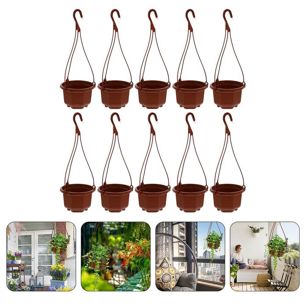 10 Sets Hanging Planters for Outdoor Plants Plastic Hanging Plant Pots with Hook
