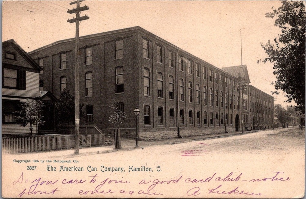 American Can Co Hamilton Ohio 1906 Rotograph Postcard Posted