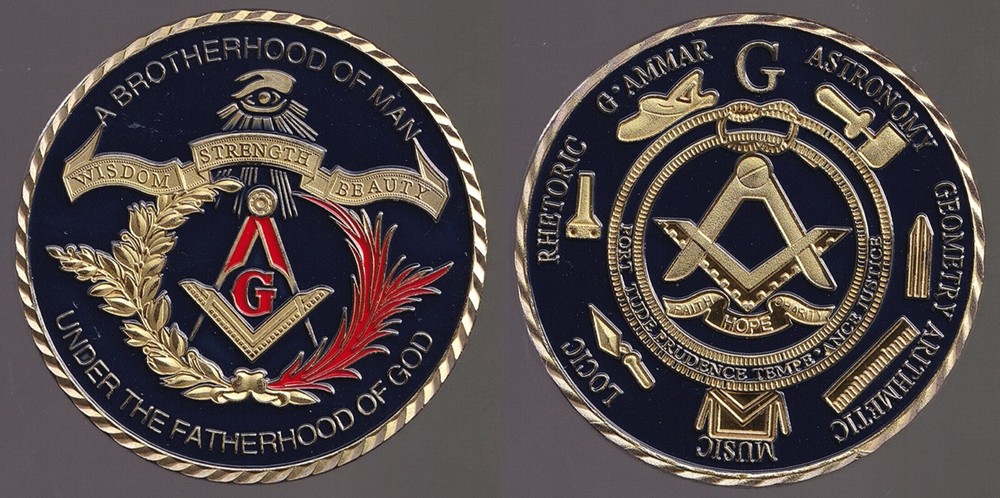 Masonic Freemasons Gold Plated Commemorative Token/Medal Challenge Coin