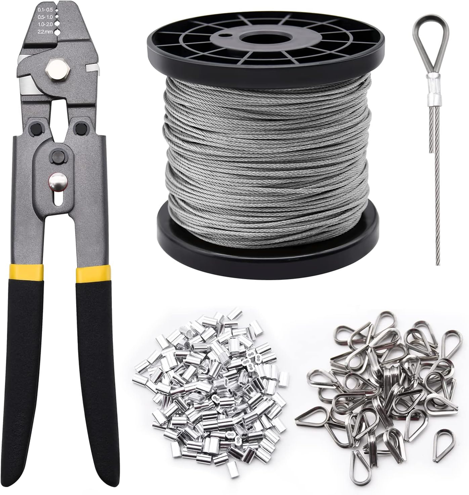 328Ft Stainless Steel Wire Rope Crimping Tool Kit for Cable Assembly