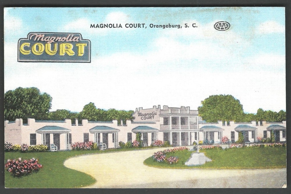 ORANGEBURG SC SOUTH CAROLINA Magnolia Court 1967 KROPP Linen Postcard