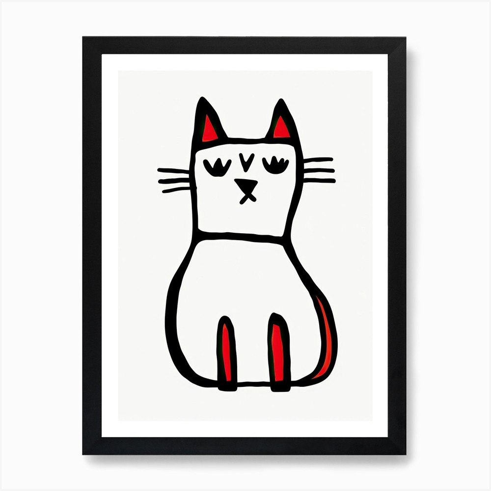 Cat Line Drawing Sketch 11 Art Prin Framed Wall Art Poster Canvas Print Picture