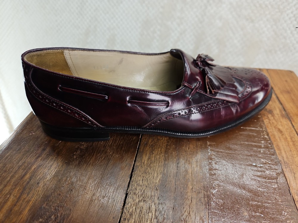 Mezlan Mens 7.5 M Kiltie/tassel Burgundy Handmade All Leather Loafers..Pretty