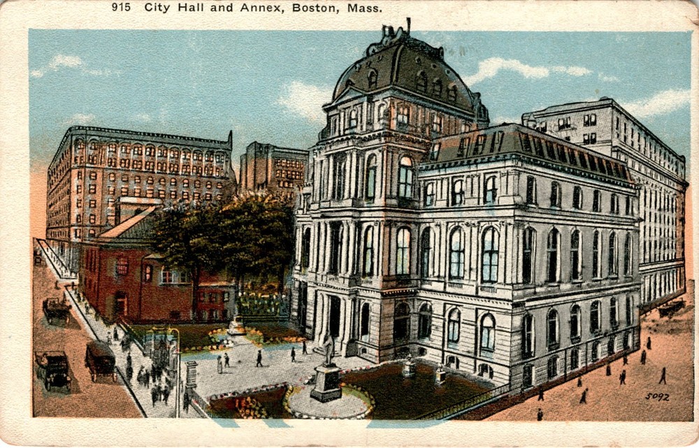 City Hall, Annex, Boston, Mass, BOS, New England News Company, Postcard