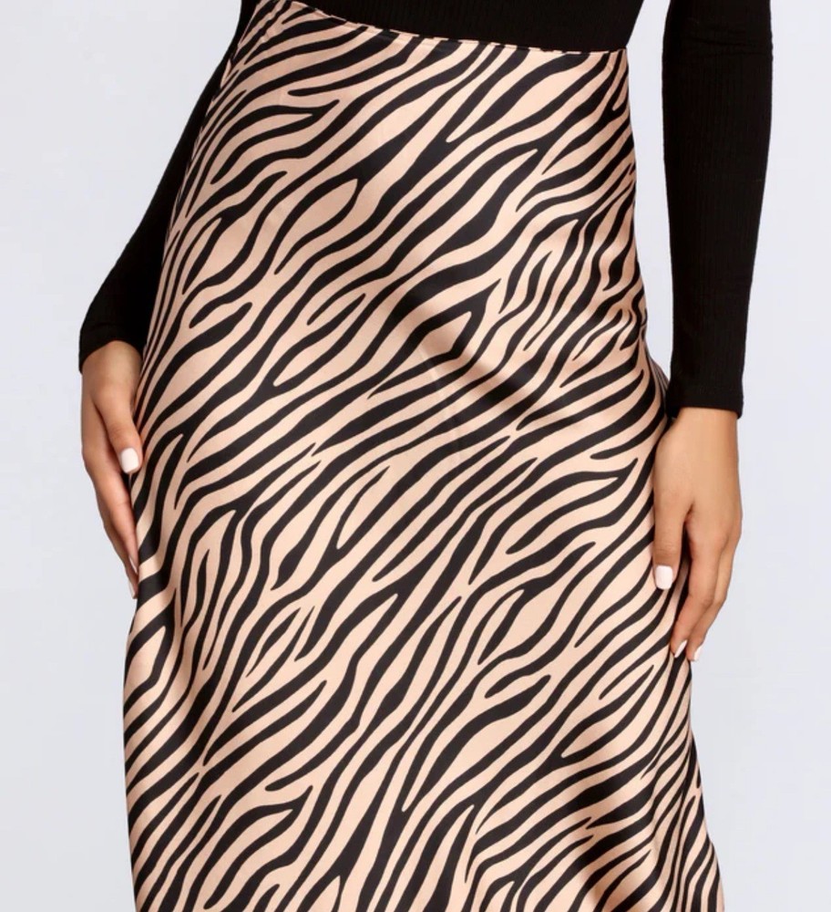 Women's Cute Animal Print Long Skirt Casual Elastic Waist ALine Midi Skirt Small