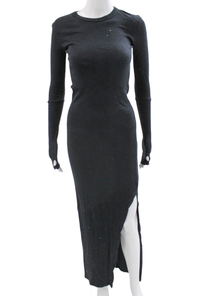Enza Costa Womens Bodycon Maxi Sweater Dress Black Cotton Cashmere Size XSFree Shipping in US $100+ Orders | $6.95 Orders Below