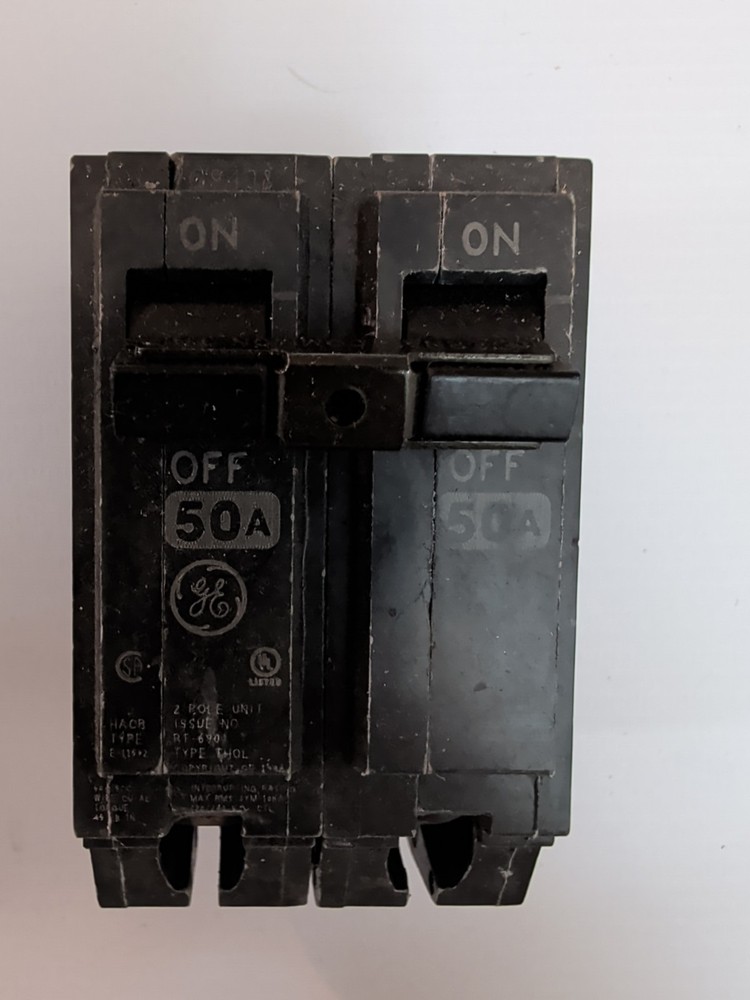 GE THQL2150 Q-Line, 2 Pole, 50 Amp, Plug-On Circuit Breaker, 120/240 Volt
