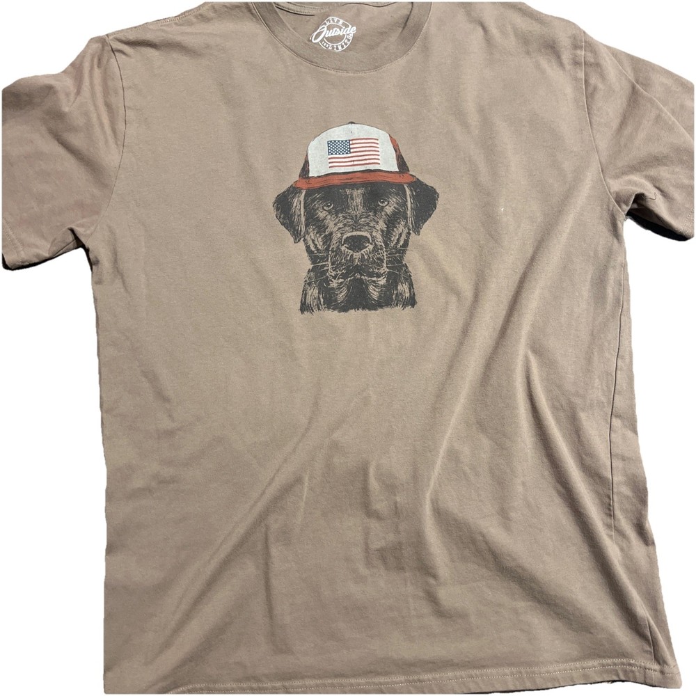 Patriotic Dog T Shirt Mens L USA Flag Graphic Tee Red White Blue