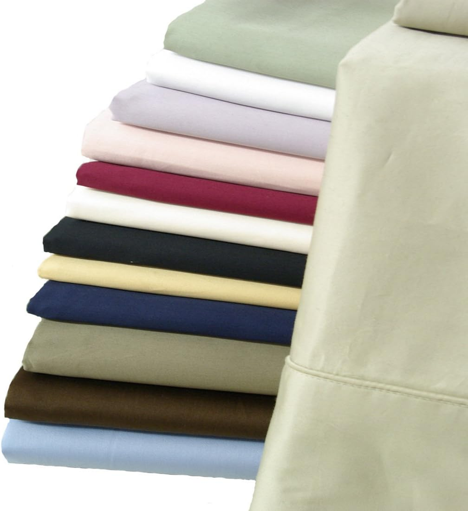 Solid Ivory 550-Thread-Count 4Pc Queen Bed Sheet Set 100% Combed Cotton, Sateen