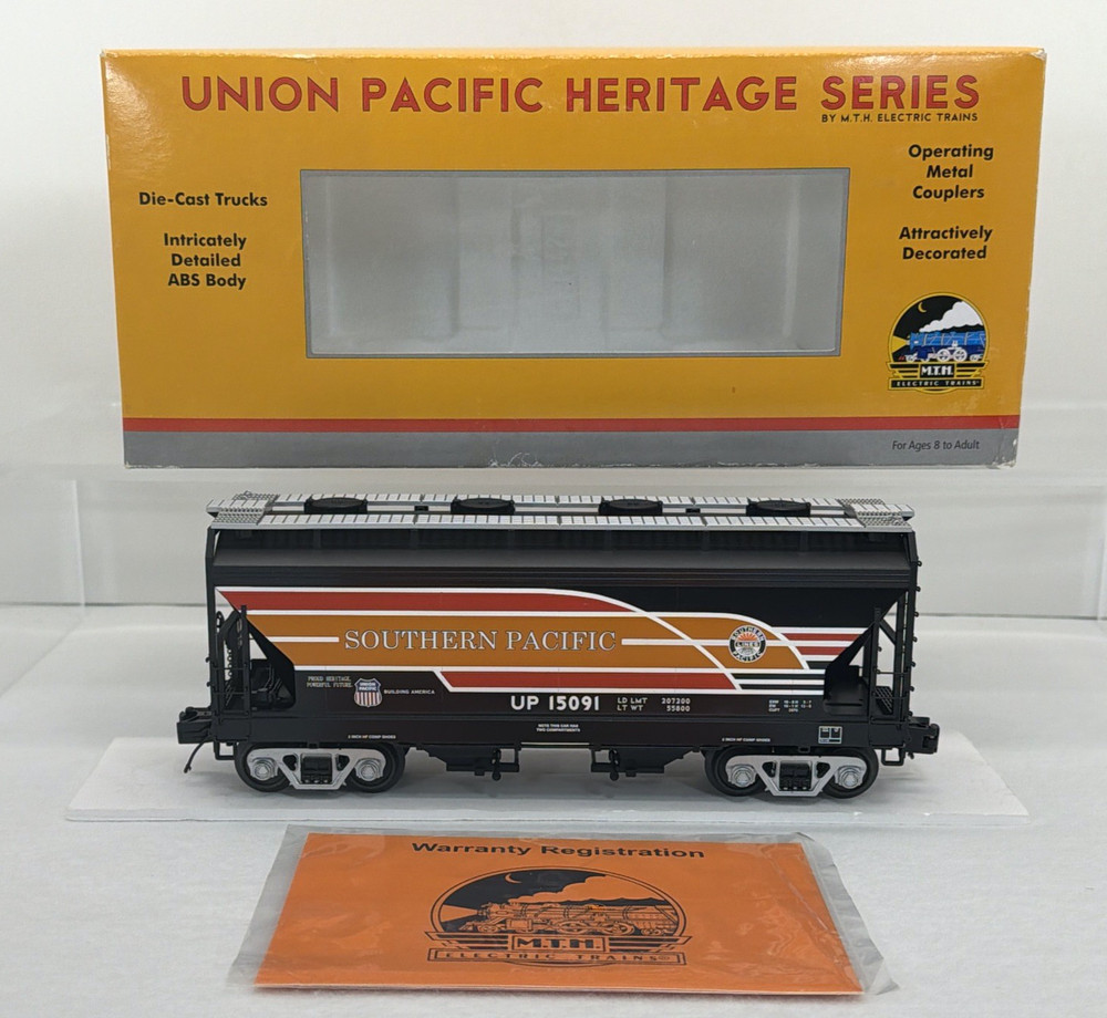 MTH Premier 20-97652 UP Heritage Southern Pacific 2-Bay Hopper O New #15091
