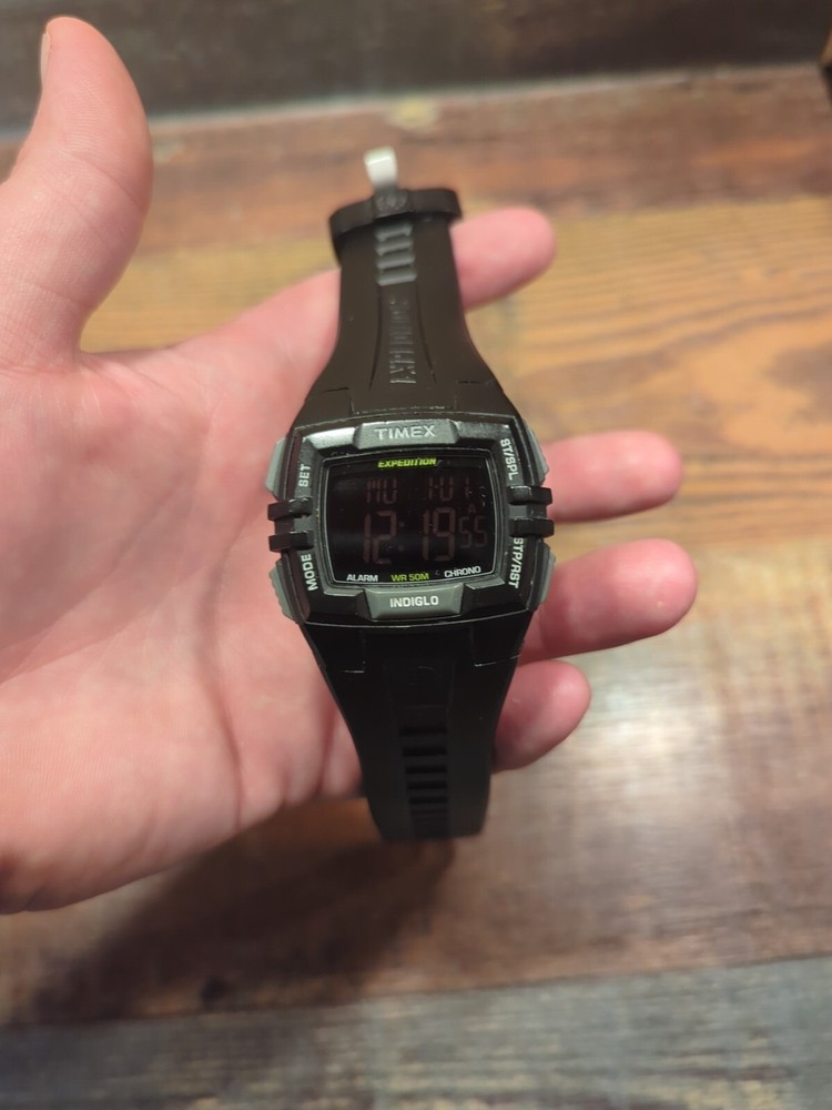 timex expedition chronograph Black Digital Indiglo Watch 50 WR T49900