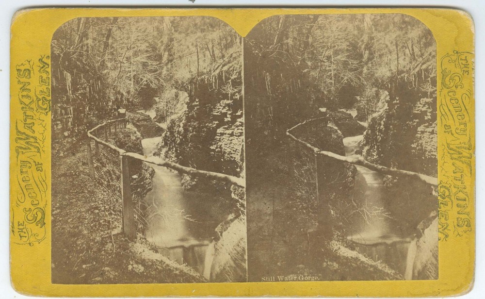 G1649~ PHOTOGRAPHY- Dark Tent At Watkins Glen c.1870s Stereoview