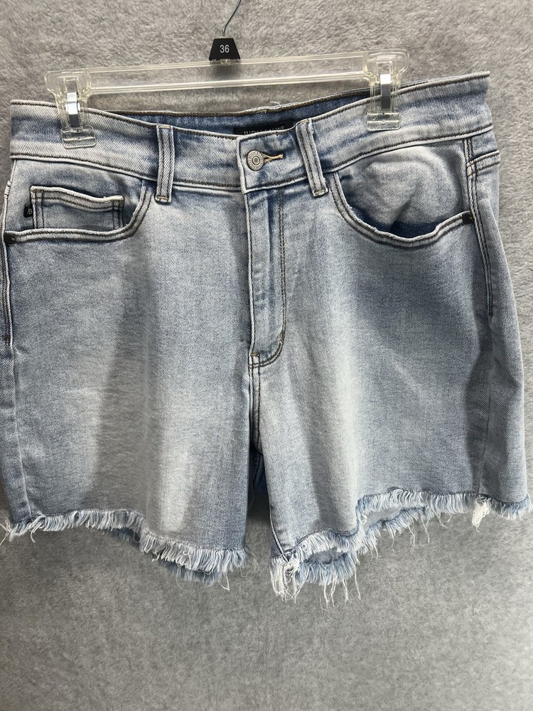 Judy Blue Cut Off Frayed Denim Shorts #JB15250LT Light Wash Size XL