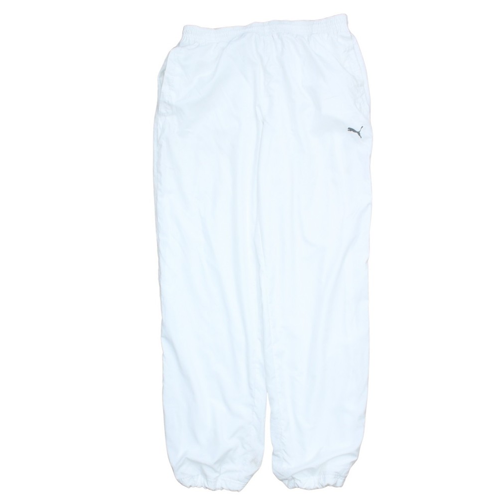 Puma Mens Track Pants White Lightweight Elastic Waist Cuffed Sports Joggers S