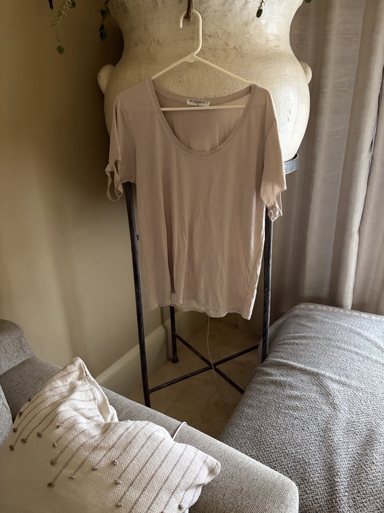 Project Social T Beige Jersey Short Sleeve Scoop Neck T-Shirt Size L