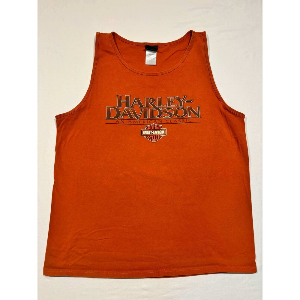 Harley-Davidson Tank Top Orange Gettysburg PA Battlefield Graphic Mens XL