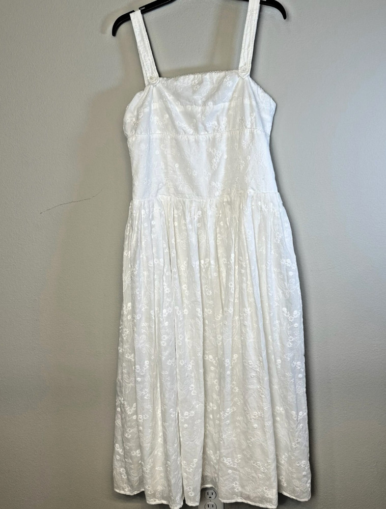 FasionNova Women's White Eyelet Midi Dress Sixe XL Sleeveless Summer Dress