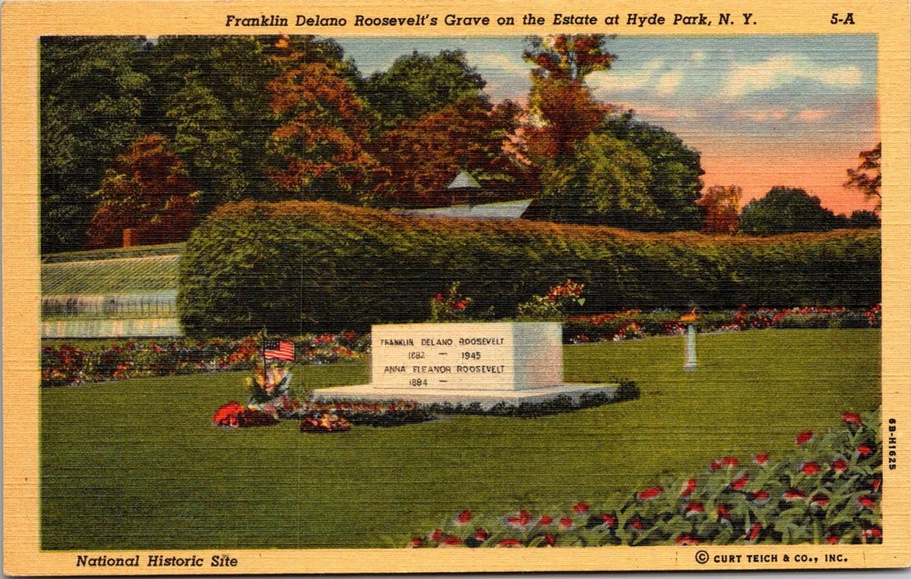 Dr Jim Stamps Postcard Franklin Roosevelt Grave Hyde Park New York Linen