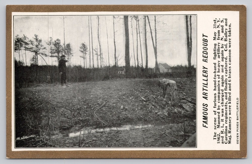 1900s Civil War Seven Pines Battlefield Artillery Redoubt Postcard