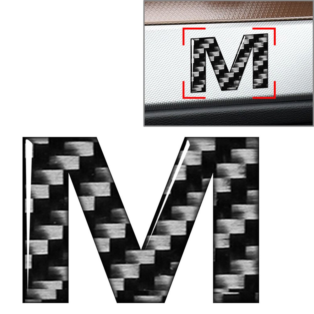Door Wall Car Badge Window Emblem Alphabet Letter Decals Stickers Carbon Black M