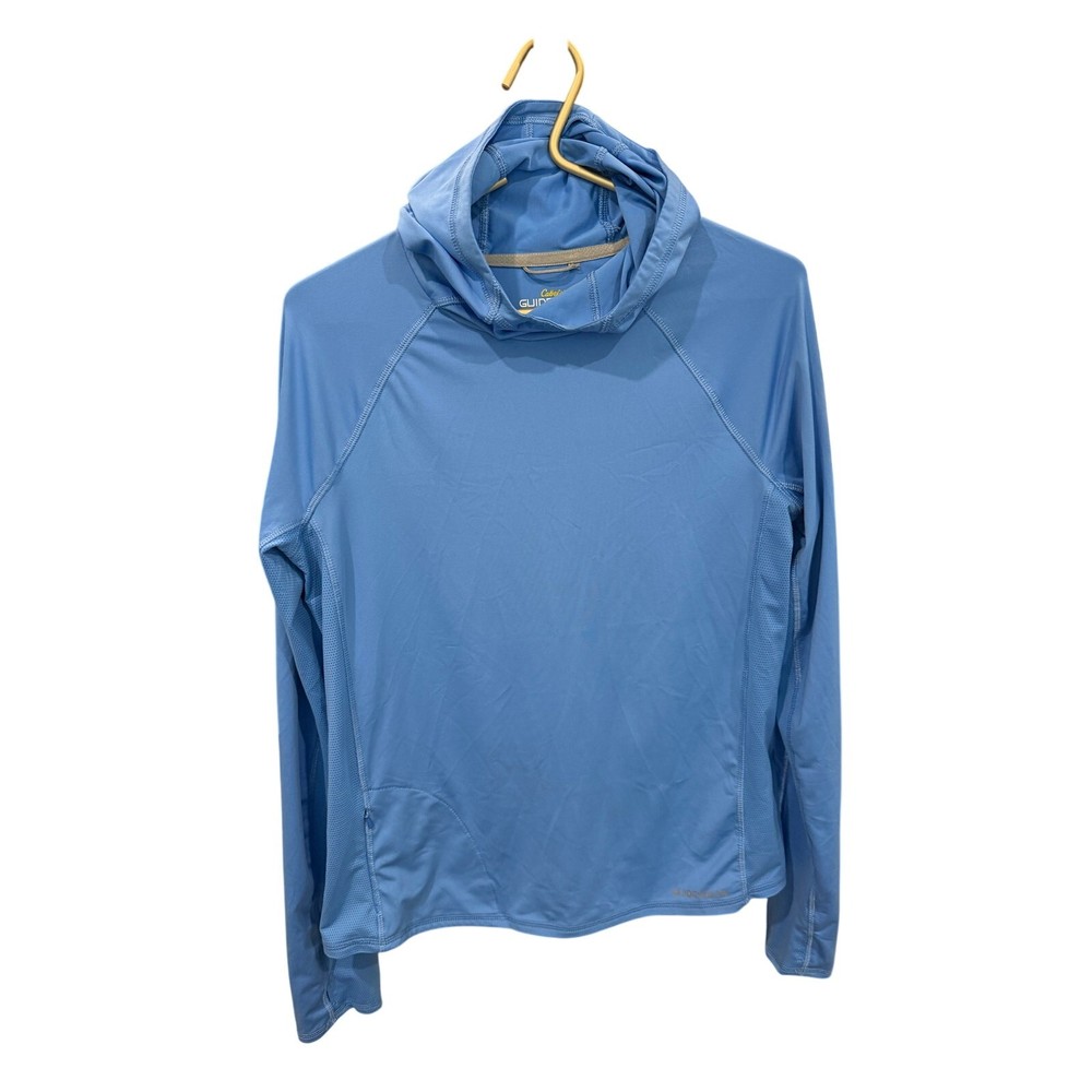 Cabela's Guidewear Coolcore Womens Medium Blue UPF 50 Hoodie Mesh Ventilation