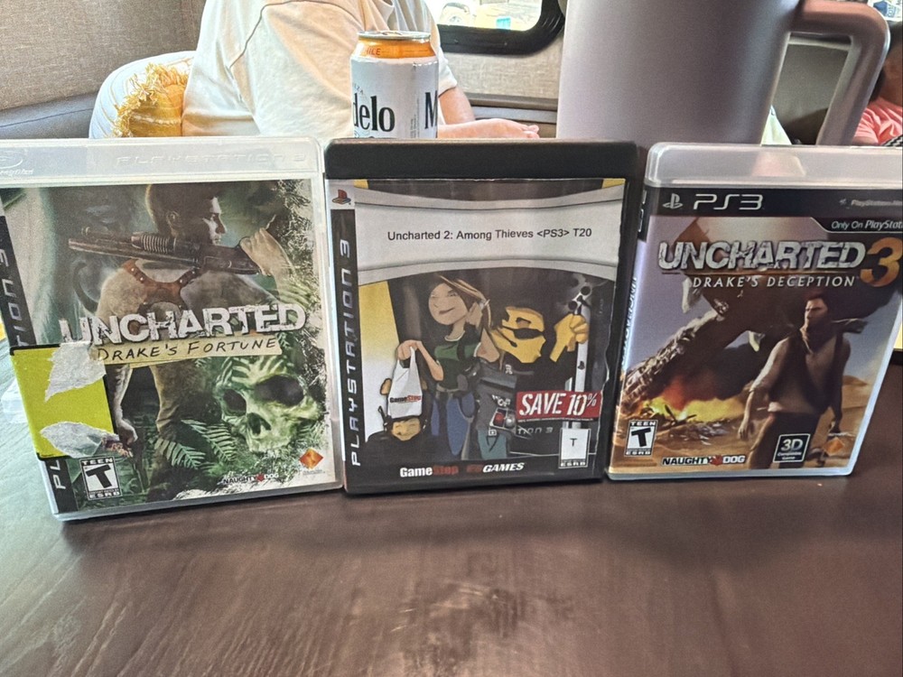 PS3 Uncharted Trilogy 1 2 3 Black Label Games Lot Of 3 Tested