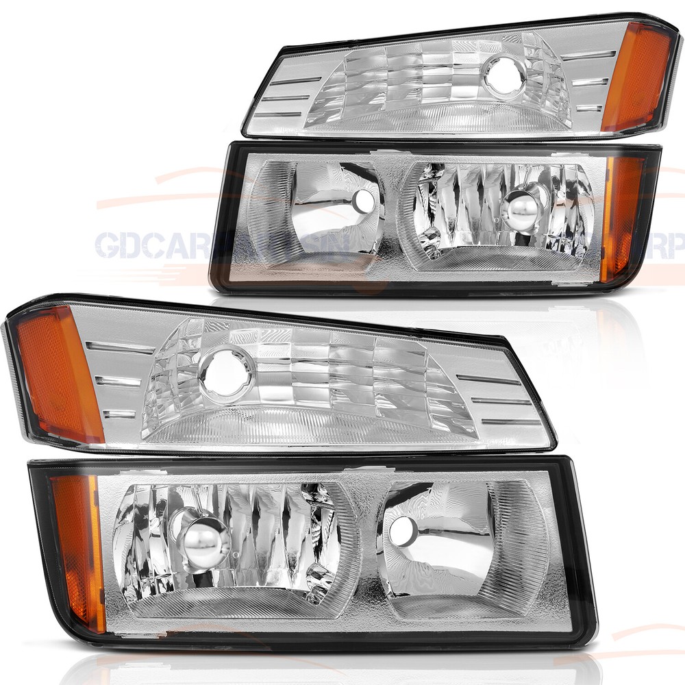 For 2002-2006 Chevy Avalanche Pair Headlights Assembly Replacement Chrome