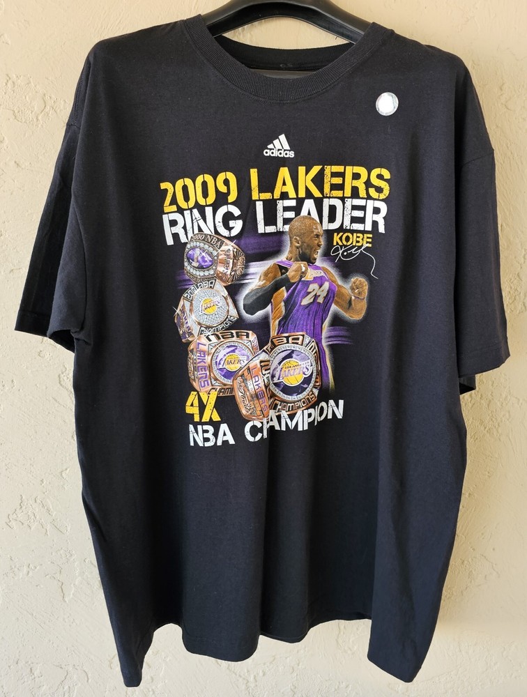 NWOT Vintage 2009 Kobe Bryant Adidas Lakers NBA Champions Black T-Shirt 2XL XXL