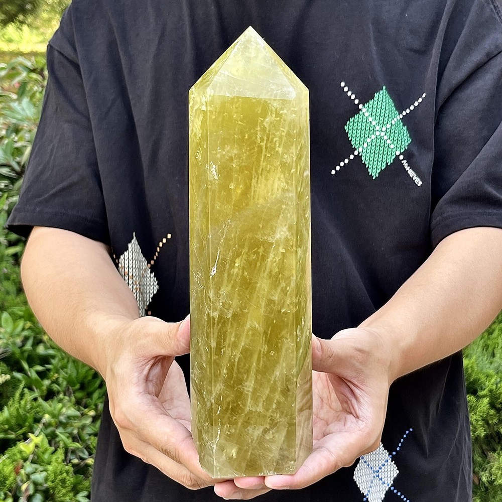 4.07LB Natural Citrine Smoky Quartz Obelisk Healing Crystal Pillar