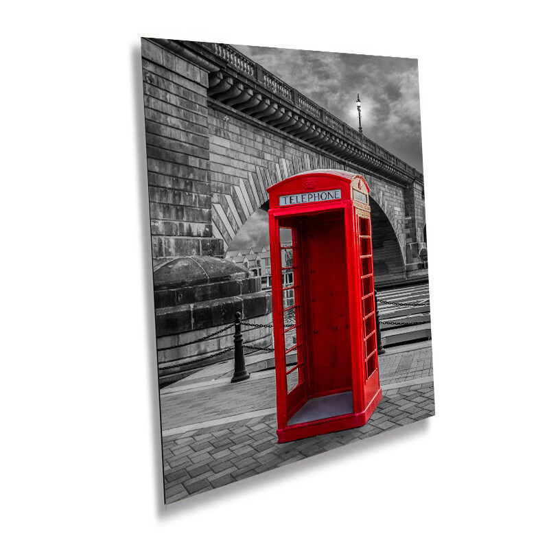 Vintage Red Phone Booth Canvas Metal Aluminum Print Wall Art  