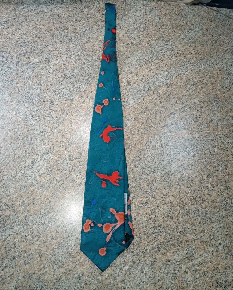 VTG Robert Daskal Silk Tie Hand painted, Signed by Artist Aoko! Abstract Art