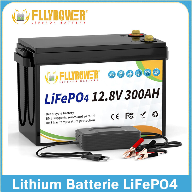 12V 300Ah LiFePO4 Deep Cycle Battery with 200A BMS for RV Solar Boat Marine