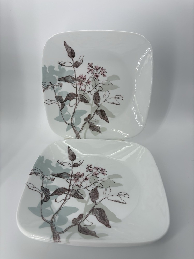 Corelle TWILIGHT GROVE Salad Luncheon Plates 9” Square Set of 4