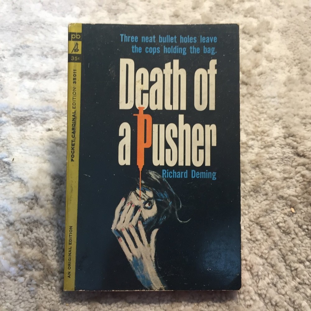 Death of a Pusher Richard Deming 1964 Cardinal Hardboiled Noir Police Procedural