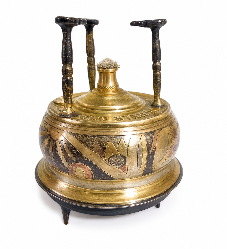 Antique Gold Star Co Brass Kerosene Stove Vintage Engraved Oil Burner Collectibl