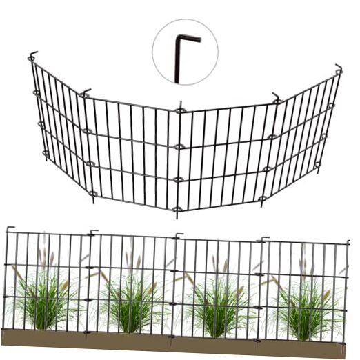Valla de jardín decorativa sin excavación perro animal paquete de 10 - 17 pulgadas (H) x 10,8 pies (L)