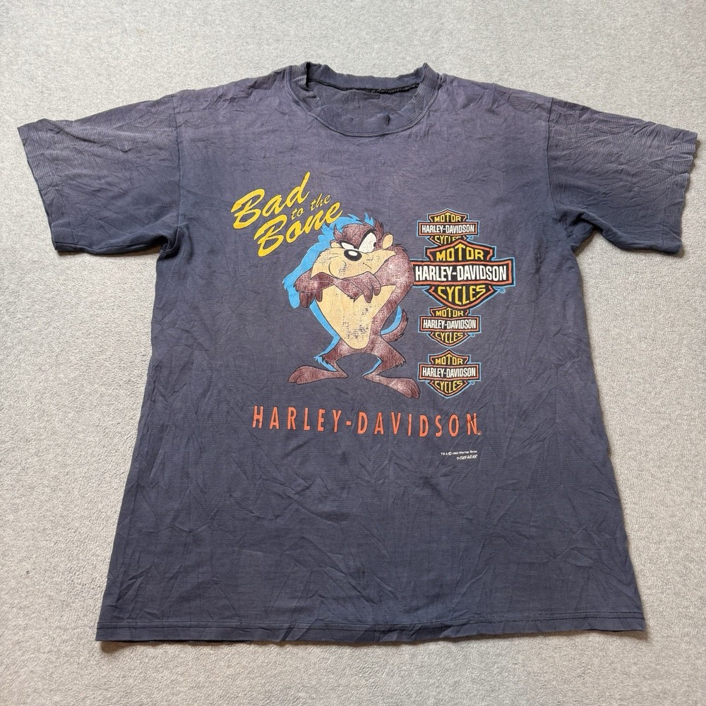 Vintage Harley Davidson T Shirt Mens Large Warner Bros Bad To The Bone Biker 90s