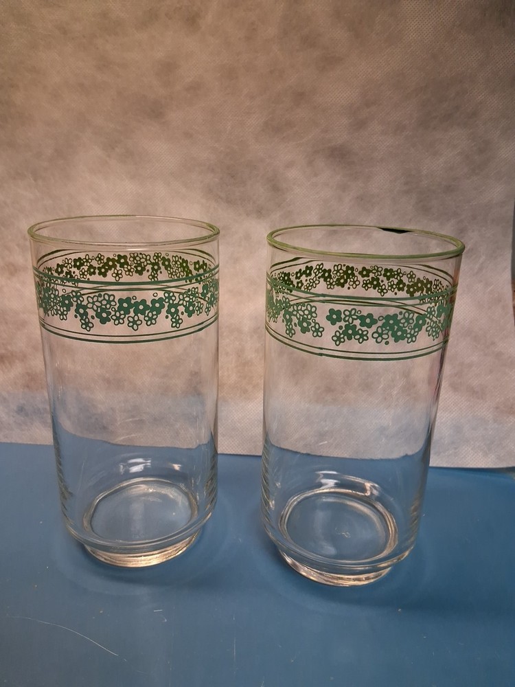 2 Libbey Corelle Spring Blossom Drinking Glasses Crazy Daisy 14oz. C