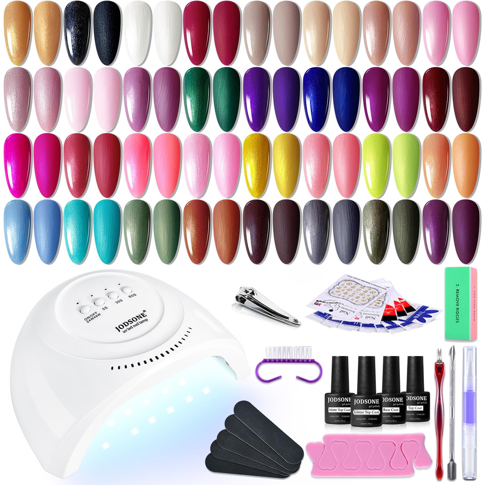 Gel Nail Polish Starter Kit with Ribbon Glitter for Summer Manicures
