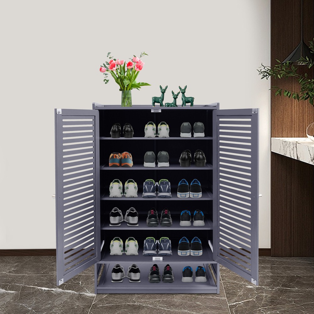 7-Tier 37-Inch Shoe Storage Cabinet with Doors for Entryway or Closet