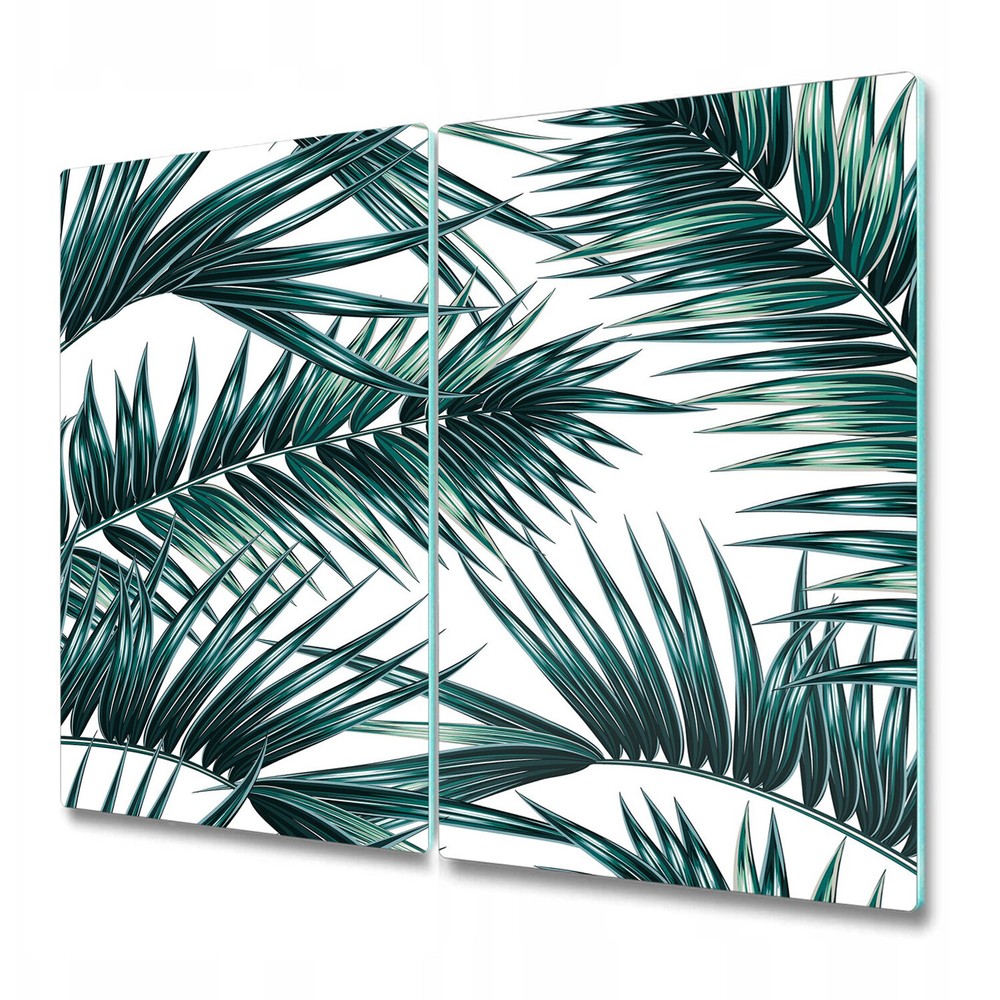 Glass Chopping Board Worktop Saver Tropical Palm Leaves Palm Leaf Green 2x30x52